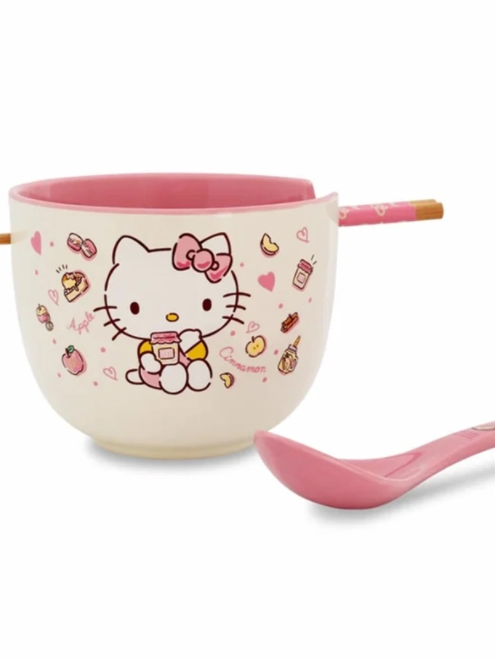 Sanrio Hello Kitty Apples and Cinnamon 20-Ounce Ramen Bowl and Chopstick Set